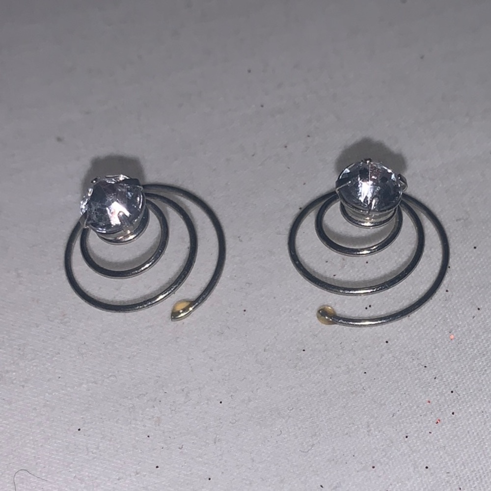 Silver Spiral Hair Decorations with Crystal Accents
